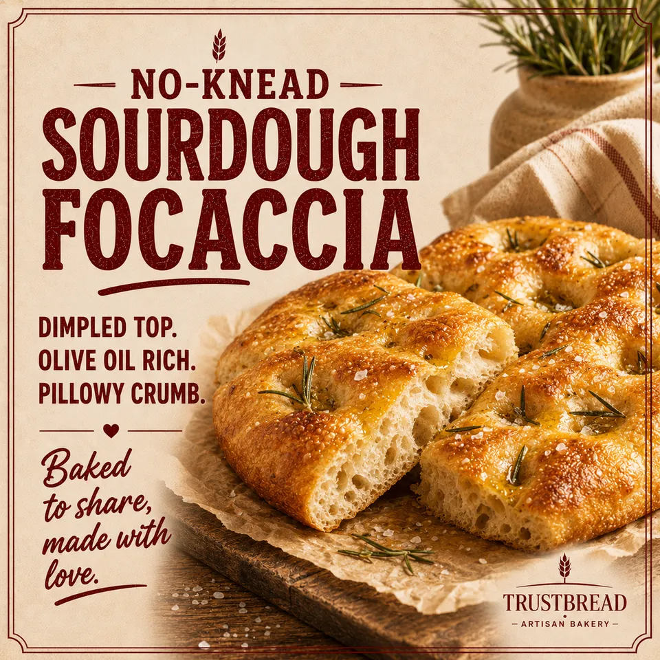 No-Knead Sourdough Focaccia