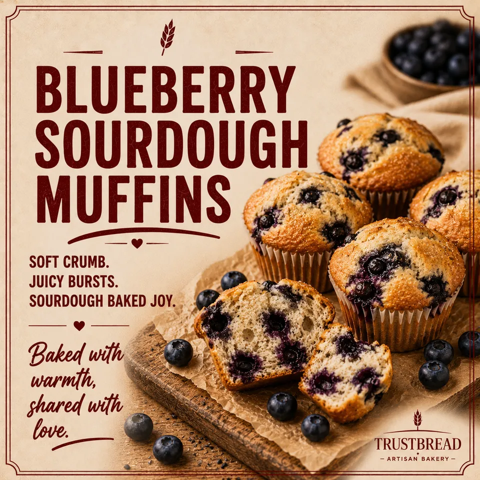 Blueberry Sourdough Muffins